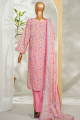 Bin Saeed Stitched 3 Piece Exclusive Printed Lawn Vol-01 Suit-LSM-2594 PINK