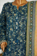 Bin Saeed Stitched 3 Piece Exclusive Printed Lawn Vol-01 Collection'2026-LSM-2596 BLUE