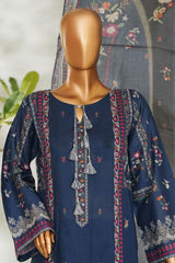 Bin Saeed Stitched 3 Piece Exclusive Printed Lawn Vol-01 Suit-LSM-2608 BLUE