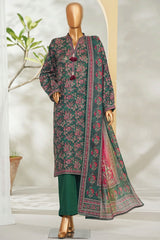 Bin Saeed Stitched 3 Piece Exclusive Printed Lawn Vol-01 Suit-LSM-2609 GREEN