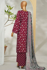 Bin Saeed Stitched 3 Piece Exclusive Printed Lawn Vol-01 Collection'2026-LSM-2673 MAROON