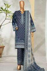Bin Saeed Stitched 3 Piece Exclusive Printed Lawn Vol-01 Collection'2026-LSM-2679 BLUE