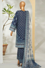 Bin Saeed Stitched 3 Piece Exclusive Printed Lawn Vol-01 Collection'2026-LSM-2679 BLUE