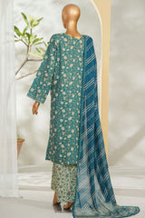 Bin Saeed Stitched 3 Piece Exclusive Printed Lawn Vol-01 Collection'2026-LSM-2691 GREEN