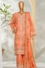 Bin Saeed Stitched 3 Piece Exclusive Printed Lawn Vol-01 Collection'2026-LSM-2692 PEACH