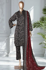 Bin Saeed Stitched 3 Piece Exclusive Printed Lawn Vol-02 Suit-LSM-2716-Black