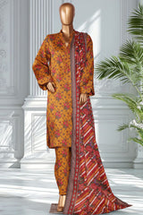 Bin Saeed Stitched 3 Piece Exclusive Printed Lawn Vol-02 Suit-LSM-2717-Mustard