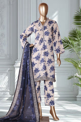 Bin Saeed Stitched 3 Piece Exclusive Printed Lawn Vol-02 Suit-LSM-2718-White
