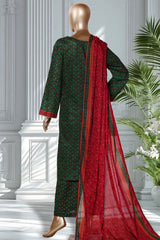 Bin Saeed Stitched 3 Piece Exclusive Printed Lawn Vol-02 Suit-LSM-2719-Green