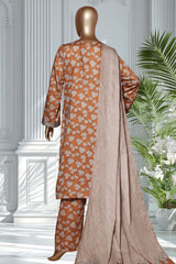 Bin Saeed Stitched 3 Piece Exclusive Printed Lawn Vol-02 Suit-LSM-2726-Mustard