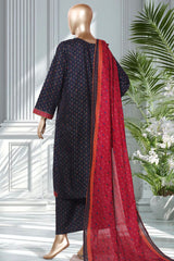Bin Saeed Stitched 3 Piece Exclusive Printed Lawn Vol-02 Suit-LSM-2728-Navy Blue