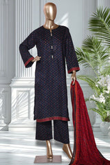 Bin Saeed Stitched 3 Piece Exclusive Printed Lawn Vol-02 Suit-LSM-2728-Navy Blue