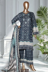 Bin Saeed Stitched 3 Piece Exclusive Printed Lawn Vol-02 Suit-LSM-2797-BLACK
