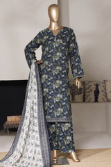 Bin Saeed Stitched 3 Piece Exclusive Printed Lawn Vol-03 Suit-LSM-2824-BLUE