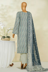 Bin Saeed Stitched 3 Piece Exclusive Printed Lawn Vol-04 Suit-LSM-2833-GREY