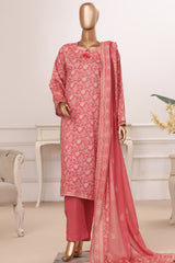 Bin Saeed Stitched 3 Piece Luxury Printed Lawn Vol-05 Suit-LSM-2841-PEACH