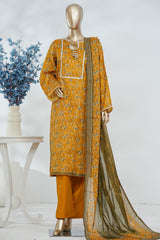 Bin Saeed Stitched 3 Piece Luxury Printed Lawn Vol-05 Suit-LSM-2855-YELLOW