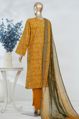 Bin Saeed Stitched 3 Piece Luxury Printed Lawn Vol-05 Suit-LSM-2855-YELLOW