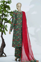 Bin Saeed Stitched 3 Piece Exclusive Printed Lawn Vol-07 Suit-LSM-2856- GREEN