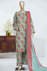 Bin Saeed Stitched 3 Piece Exclusive Printed Lawn Vol-06 Suit-LSM-2861- FEROZI