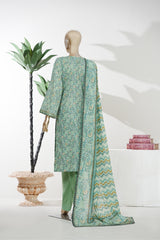 Bin Saeed Stitched 3 Piece Exclusive Printed Lawn Vol-08 Suit-LSM-2874-Green