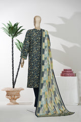Bin Saeed Stitched 3 Piece Exclusive Printed Lawn Vol-08 Suit-LSM-2875-Blue