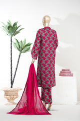 Bin Saeed Stitched 3 Piece Exclusive Printed Lawn Vol-08 Suit-LSM-2876-Maroon