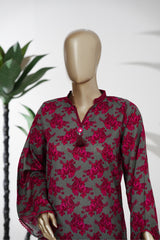 Bin Saeed Stitched 3 Piece Exclusive Printed Lawn Vol-08 Suit-LSM-2876-Maroon