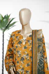 Bin Saeed Stitched 3 Piece Exclusive Printed Lawn Vol-08 Suit-LSM-2877-Yellow