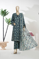 Bin Saeed Stitched 3 Piece Exclusive Printed Lawn Vol-08 Suit-LSM-2878-Blue