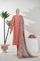 Bin Saeed Stitched 3 Piece Exclusive Printed Lawn Vol-08 Suit-LSM-2880-Peach
