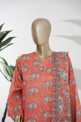 Bin Saeed Stitched 3 Piece Exclusive Printed Lawn Vol-08 Suit-LSM-2880-Peach