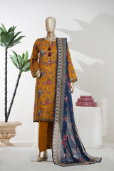 Bin Saeed Stitched 3 Piece Exclusive Printed Lawn Vol-08 Suit-LSM-2882-Mustard