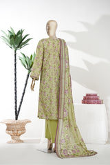 Bin Saeed Stitched 3 Piece Exclusive Printed Lawn Vol-08 Suit-LSM-2887-Pista