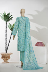 Bin Saeed Stitched 3 Piece Exclusive Printed Lawn Vol-08 Suit-LSM-2888-Sea Green