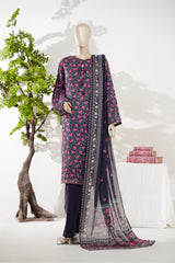 Bin Saeed Stitched 3 Piece Exclusive Printed Lawn Vol-08 Suit-LSM-2896-Purple