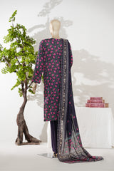 Bin Saeed Stitched 3 Piece Exclusive Printed Lawn Vol-08 Suit-LSM-2896-Purple