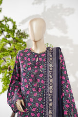 Bin Saeed Stitched 3 Piece Exclusive Printed Lawn Vol-08 Suit-LSM-2896-Purple