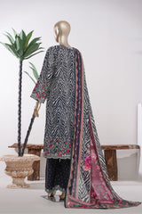 Bin Saeed Stitched 3 Piece Exclusive Printed Lawn Vol-09 Suit-LSM-2905-Black