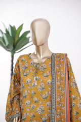 Bin Saeed Stitched 3 Piece Exclusive Printed Lawn Vol-09 Suit-LSM-2906-Mustard