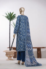 Bin Saeed Stitched 3 Piece Exclusive Printed Lawn Vol-09 Suit-LSM-2908-Blue