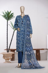 Bin Saeed Stitched 3 Piece Exclusive Printed Lawn Vol-09 Suit-LSM-2908-Blue