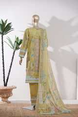 Bin Saeed Stitched 3 Piece Exclusive Printed Lawn Vol-09 Suit-LSM-2919-Olive
