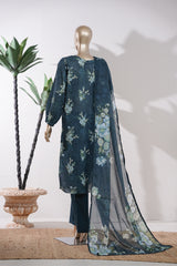 Bin Saeed Stitched 3 Piece Exclusive Printed Lawn Vol-09 Suit-LSM-2920-Navy Blue