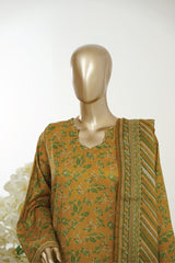 Bin Saeed Stitched 3 Piece Exclusive Printed Lawn Vol-10 Suit-LSM-2949-MUSTARD