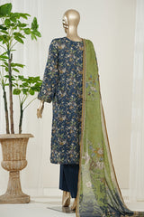 Bin Saeed Stitched 3 Piece Exclusive Printed Lawn Vol-10 Suit-LSM-2968-BLUE