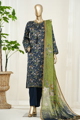 Bin Saeed Stitched 3 Piece Exclusive Printed Lawn Vol-10 Suit-LSM-2968-BLUE