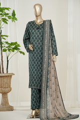 Bin Saeed Stitched 3 Piece Exclusive Printed Lawn Vol-10 Suit-LSM-2970-GREEN