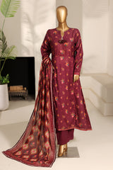 Bin Saeed Stitched 3 Piece Exclusive Printed Frock-LSM-2978-RED