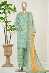 Bin Saeed Stitched 3 Piece Exclusive Printed Lawn Vol-10 Suit-LSM-2979-PISTA